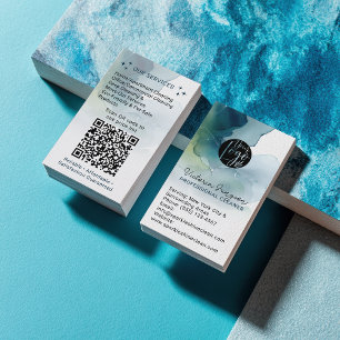 Blauwe Waterverfinkt Reinigingsdienst Dienstmeid Q Visitekaartje
