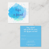 Blauwe waterverfspatten aanbevelingskaartje (Voorkant / Achterkant)