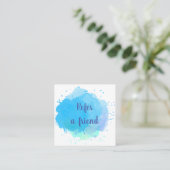 Blauwe waterverfspatten aanbevelingskaartje (Staand voorkant)