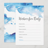 Blauwe waterverfspatten Baby Shower Wensen voor ba Kaart (Voorkant / Achterkant)