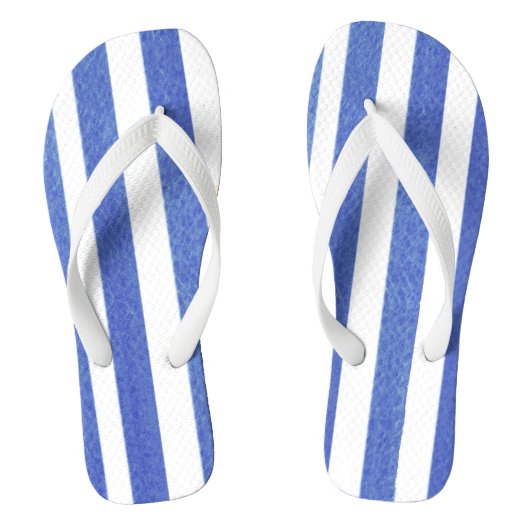 blauwe waterverfstreep op wit teenslippers (Voetbed)