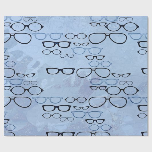 Blauwe Waterverven Lijsten van glasvezel Cadeaupapier (Vlak)