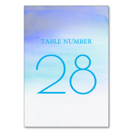 Blauwe Waterverven Moderne Elegant Table Number Ka Kaart