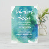 Blauwe Waterverven | Moderne repetitie: avondeten Kaart (Staand voorkant)