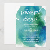 Blauwe Waterverven | Moderne repetitie: avondeten Kaart (Voorkant / Achterkant)