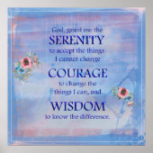 Blauwe Waterverven Serenity Prayer Poster (Voorkant)