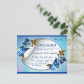Blauwe Waterverven Verloving Uitnodiging Briefkaart (Staand voorkant)