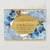 Blauwe Waterverven Verloving Uitnodiging Briefkaart (Voorkant)