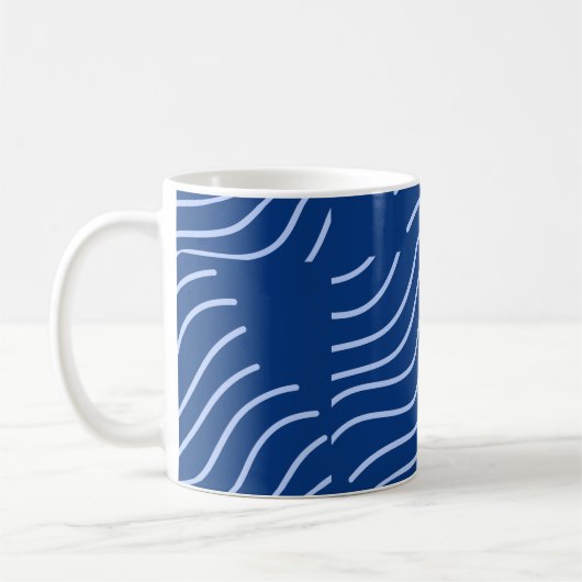 Blauwe Wavy lijnen met patroon Koffiemok (Links)