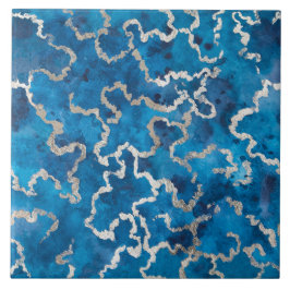 Blauwe Wavy Waterverf textuur Tegeltje