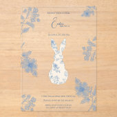 Blauwe wc Pasen Acryl Uitnodigingen (Voorkant)