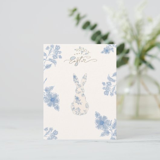 Blauwe wc Pasen Feestdagenkaart (Staand voorkant)