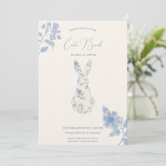 Blauwe wc Pasen Kaart (Staand voorkant)