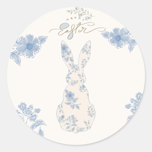 Blauwe wc Pasen Ronde Sticker (Voorkant)