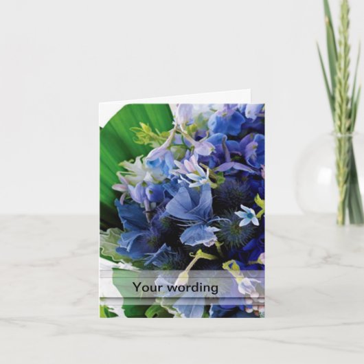 BLAUWE WEDDING BOUQUET NOTECARDS KAART (Voorkant)