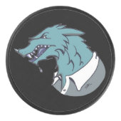 Blauwe Weerwolf zwarte hockey puck (Voorkant)