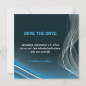 Blauwe weg biker bruiloft Save the Date aankondigi (Achterkant)