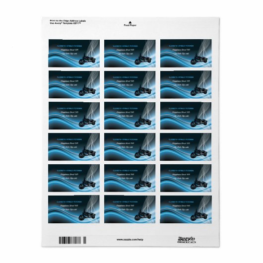 Blauwe wegbiker trouwadreslabel etiket (Full Sheet)