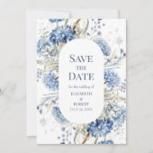 Blauwe Weide Bloemen Bewaar de Datum Kaart (Voorkant)