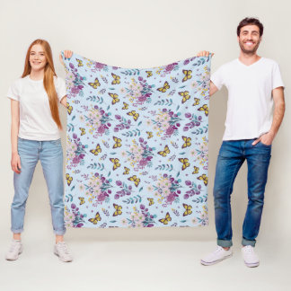 Blauwe Weide Vlinder Bloemende Worpdeken Fleece Deken