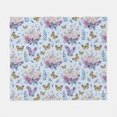 Blauwe Weide Vlinder Bloemende Worpdeken Fleece Deken (Voorkant (Horizontaal))