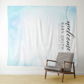 Blauwe Welkom Baby Shower Achtergrond Wandkleed (In Situ (horizontaal))