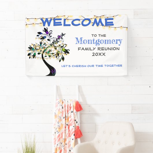 Blauwe welkomstgezinshereniger - Banner met bomen (Insitu)