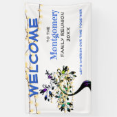 Blauwe welkomstgezinshereniger - Banner met bomen (Verticaal)