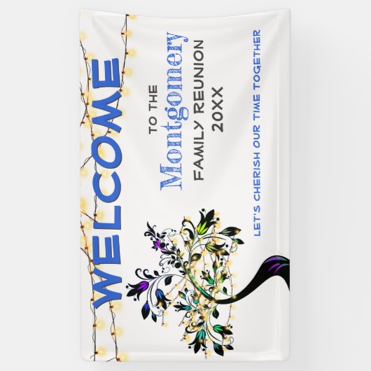 Blauwe welkomstgezinshereniger - Banner met bomen (Verticaal)