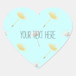 Blauwe Wensen Paardenbloem Bloemen Hart Sticker