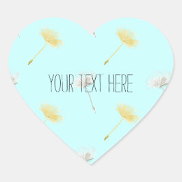 Blauwe Wensen Paardenbloem Bloemen Hart Sticker