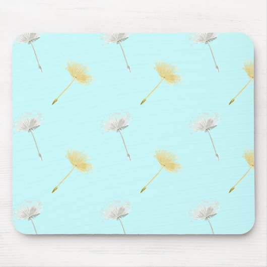 Blauwe Wensen Paardenbloem Bloemen Muismat (Voorkant)
