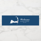 Blauwe Wequassett Cape Cod Kaart w / rood hart Bru Waterfles Etiket (Enkel label)