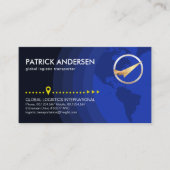 Blauwe Wereldbol lagen Silver Jet Plane Logistics Visitekaartje (Voorkant)