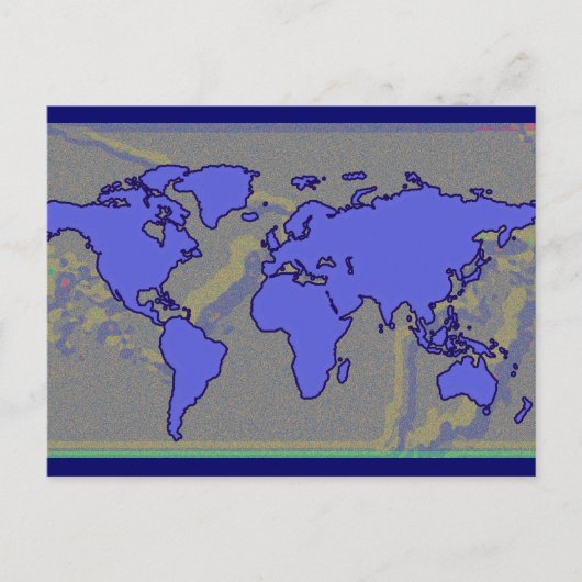 blauwe wereldkaart afbeelding briefkaart (Voorkant)