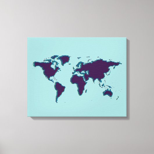 blauwe wereldkaart canvas afdruk (Voorkant)