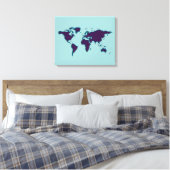 blauwe wereldkaart canvas afdruk (Insitu (Slaapkamer))