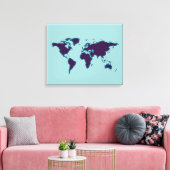 blauwe wereldkaart canvas afdruk (Insitu (Woonkamer))