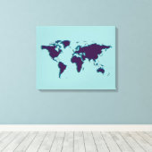 blauwe wereldkaart canvas afdruk (Insitu (Houten vloer))