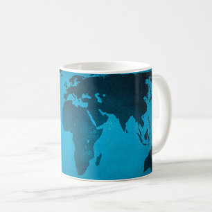 blauwe wereldkaart koffiemok
