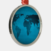  blauwe wereldkaart metalen ornament (Rechts)