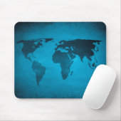  blauwe wereldkaart muismat (Met muis)