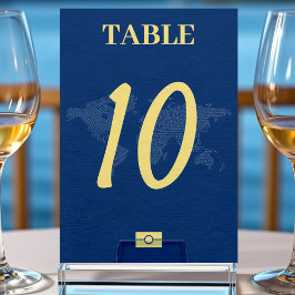 Blauwe Wereldkaart Paspoort Bestemming Bruiloft Kaart