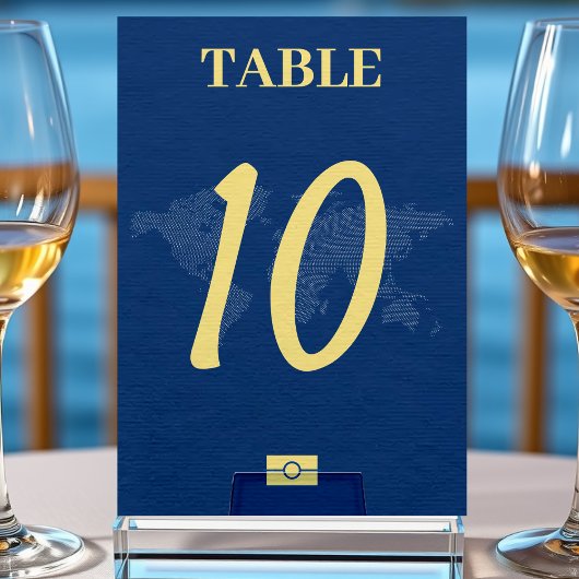 Blauwe Wereldkaart Paspoort Bestemming Bruiloft Kaart