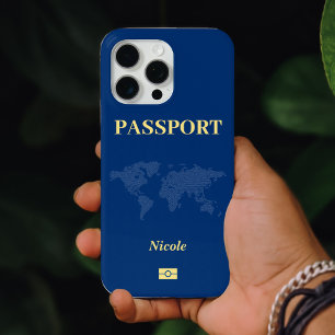 Blauwe Wereldkaart Paspoort iPhone 15 Pro Max Hoesje