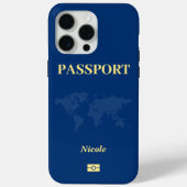Blauwe Wereldkaart Paspoort Case-Mate iPhone Case (Achterkant)