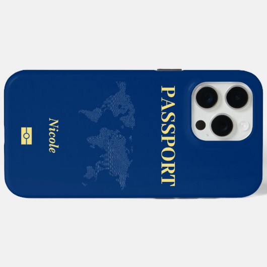 Blauwe Wereldkaart Paspoort Case-Mate iPhone Case (Achterkant (horizontaal))