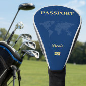 Blauwe Wereldkaart Paspoort Golfheadcover