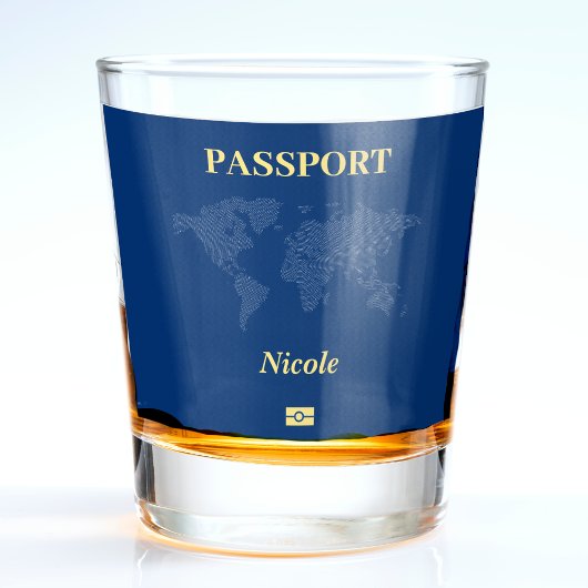 Blauwe Wereldkaart Paspoort Shot Glas