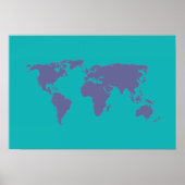 blauwe wereldkaart poster (Voorkant)